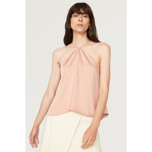 RTR Obando Sz 8 Orange tan Silky Satin Sleeveless Halter Cami Top sexy solid - Picture 1 of 7